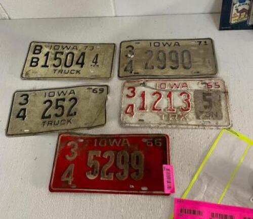 (5) OLD IOWA LICENSE PLATES