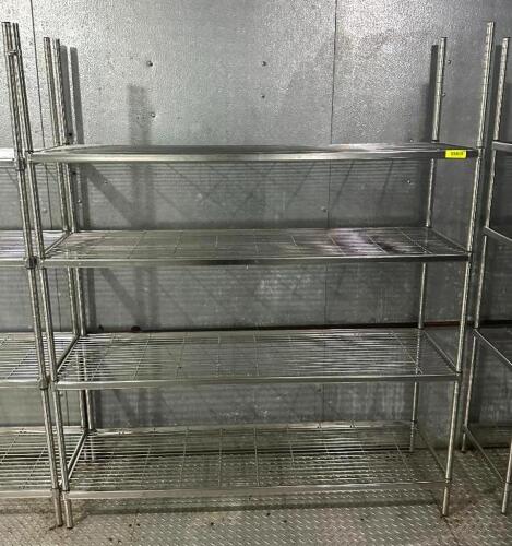 DESCRIPTION: 60" 4-TIER WIRE SHELVING UNIT SIZE: 60"X18"X72" LOCATION: KITCHEN QTY: 1