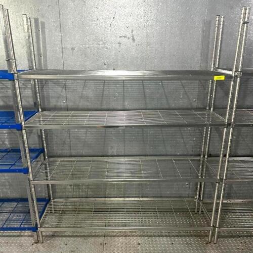 DESCRIPTION: 60" 4-TIER WIRE SHELVING UNIT SIZE: 60"X18"X72" LOCATION: KITCHEN QTY: 1