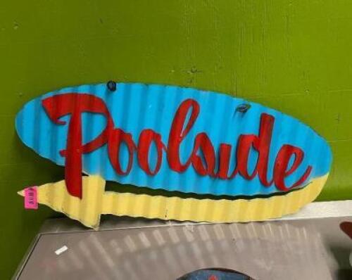 24" X 11" POOLSIDE SIGN, METAL